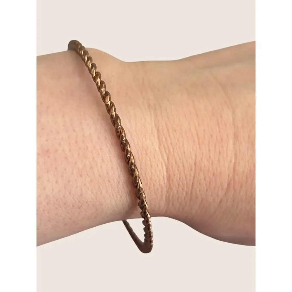 ✨ VTG 80s COPPER MULT STRAND ROPE TWIST STACKING BANGLE BRACELET HEALING ENERGY